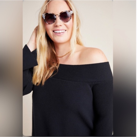 Anthropologie Black Elise Ribbed Sweater Cardigan Top W-148 Size Small - Picture 4 of 13